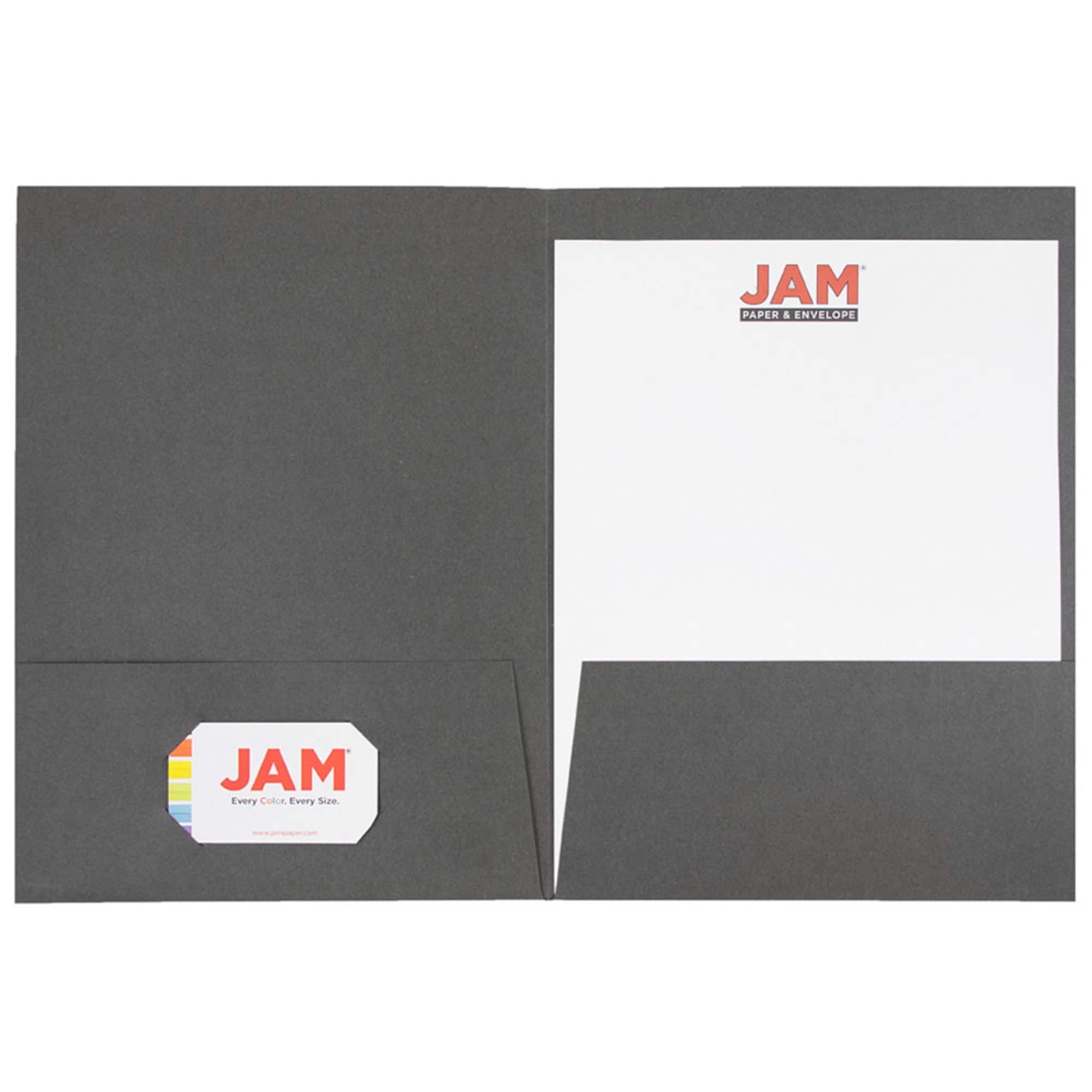 JAM Paper Gray 2-Pocket Textured Linen Business Folders, 25ct.